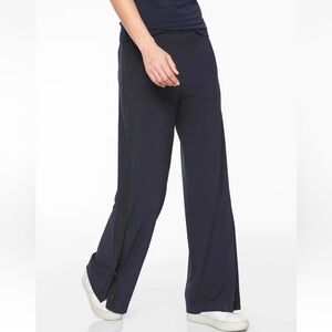 Athleta Women 8 Gramercy Track Trousers Dark Blue Wide Leg Slits Pants